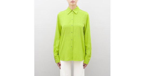 Bluse E Camicie Donna, CAMICIA MEUDON IN CRÊPE DE CHINE DI SETA STAMPATO -  PE23 - PANNA/VERDE