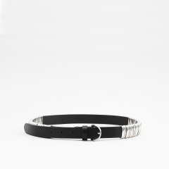 Cintura Bowie Belt H 2,5 Cuoio+Passanti Metallo 103420 donna PINKO Nero-Argento