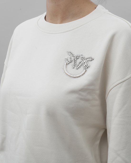 Felpa Ceresole Logo Birds 102827 PINKO donna ai Bianco