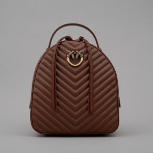 Zaino Love Click Classic Backpack Vitello Nappato Chevron 102530 donna PINKO ai Cuoio