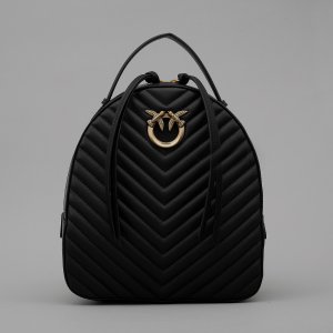 Zaino Love Click Classic Backpack Vitello Nappato Chevron 102530 donna PINKO ai Nero