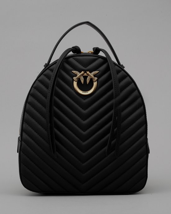 Zaino Love Click Classic Backpack Vitello Nappato Chevron 102530 donna PINKO ai Nero