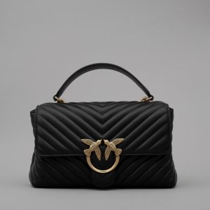 Borsa Love Lady Puff Classic Cl Sheep Nappa Chevron 100043 donna PINKO 2425 Nero-Oro