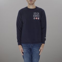 FELPA UOMO SUPER CULTURE A937 VITA DA BOMBER BLU NAVY Blu Navy