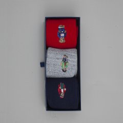 SET 3 CALZINI UOMO RALPH LAUREN 449958862001 BLU GRIGIO ROSSO Multicolore