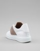 Sneakers 4045 donna VIA ROMA 15, in pelle bianca con fascia in pelle SAND logo oro Bianco-Beige