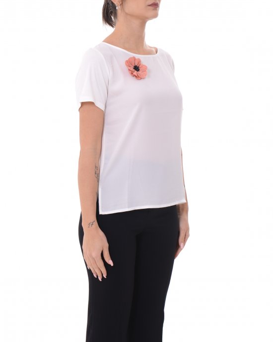 T-shirt ONDA 2511971033200 donna PENNY BLACK Bianco-Rosa