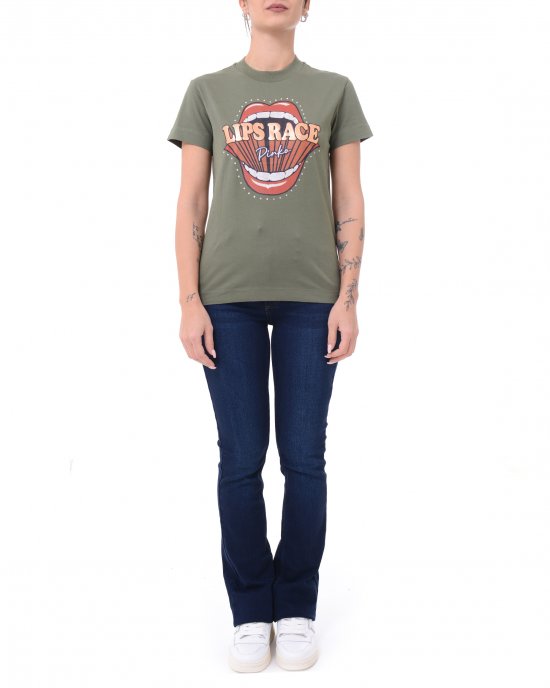 T-shirt Trapani High Trim A2D8 105050 PINKO donna Verde militare